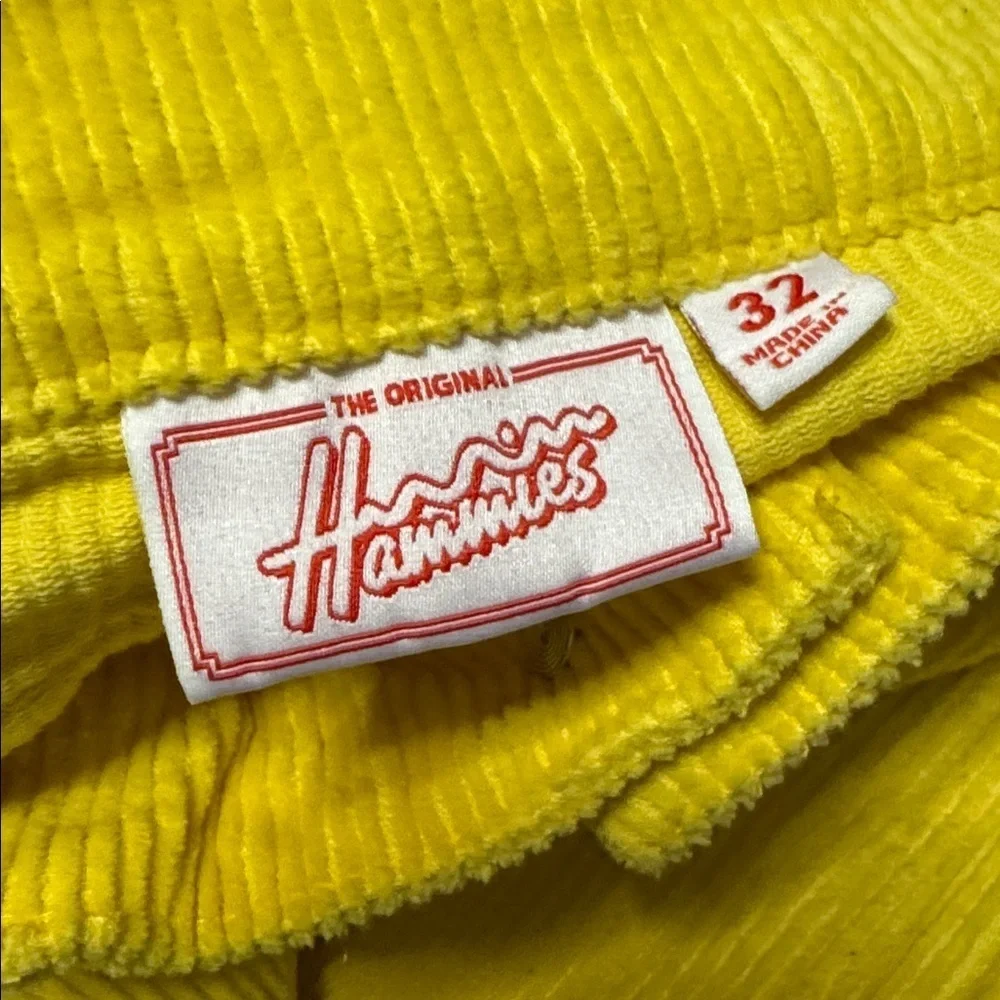 HAMMIES Bell Bottom Stretch Corduroy Size 32 in Yellow EUC 135 - Picture 7 of 8